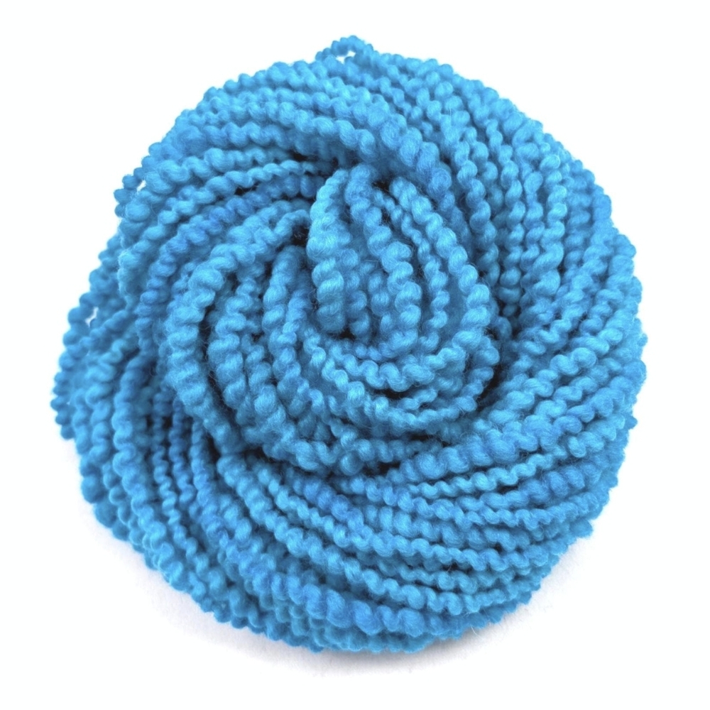 Hand Dyed Wool Yarn Coil Spun Thick & Thin Spiral Bulky Cerulean 40 Yards NWT